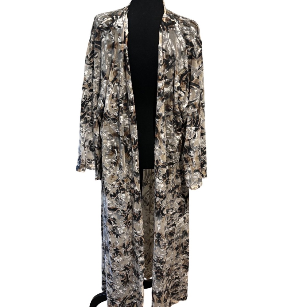 Emerald Women 3X Burnout Velvet Duster Cardigan Grey Black Tan Mesh whimsigoth